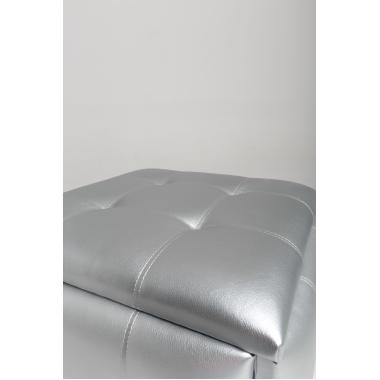 Transformuojamas pufas „5-in-1“, sidabro spalva, eko oda, 50x50x50cm