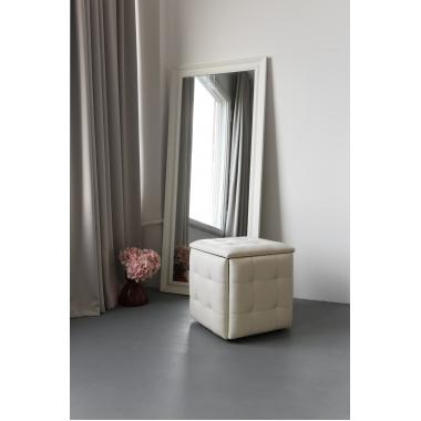Тransformuojamas pufas „5-in-1“, balta spalva, eko oda, 50x50x50cm