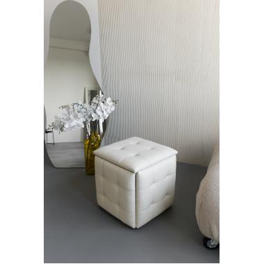 Тransformuojamas pufas „5-in-1“, balta spalva, eko oda, 50x50x50cm